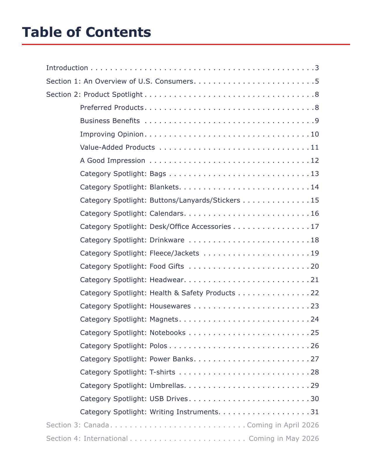 Report table of contents